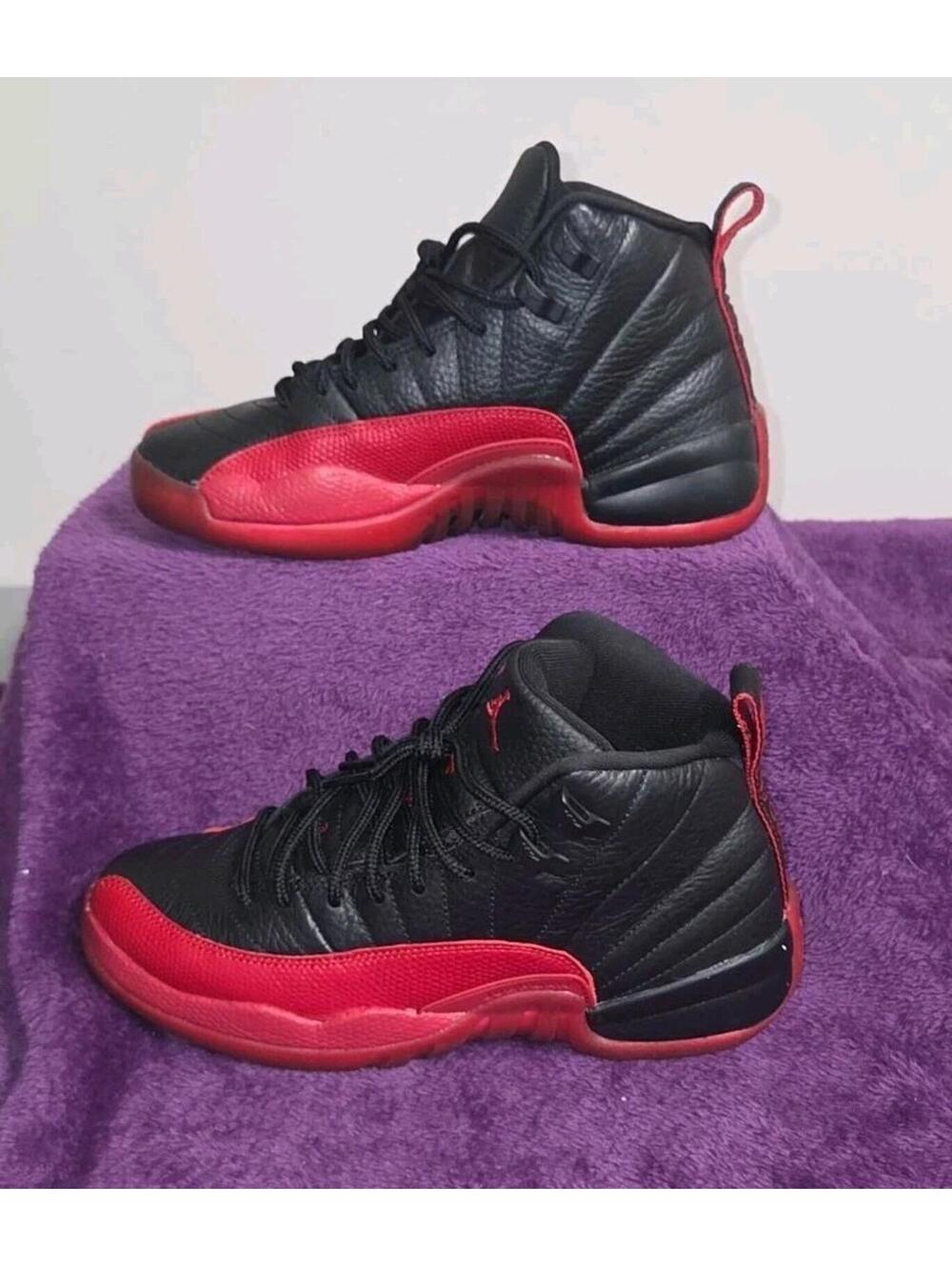 Nike Air Jordan 12 Retro (GS) 'Flu Game' Black Red 153265-002 Size 5Y with Box
